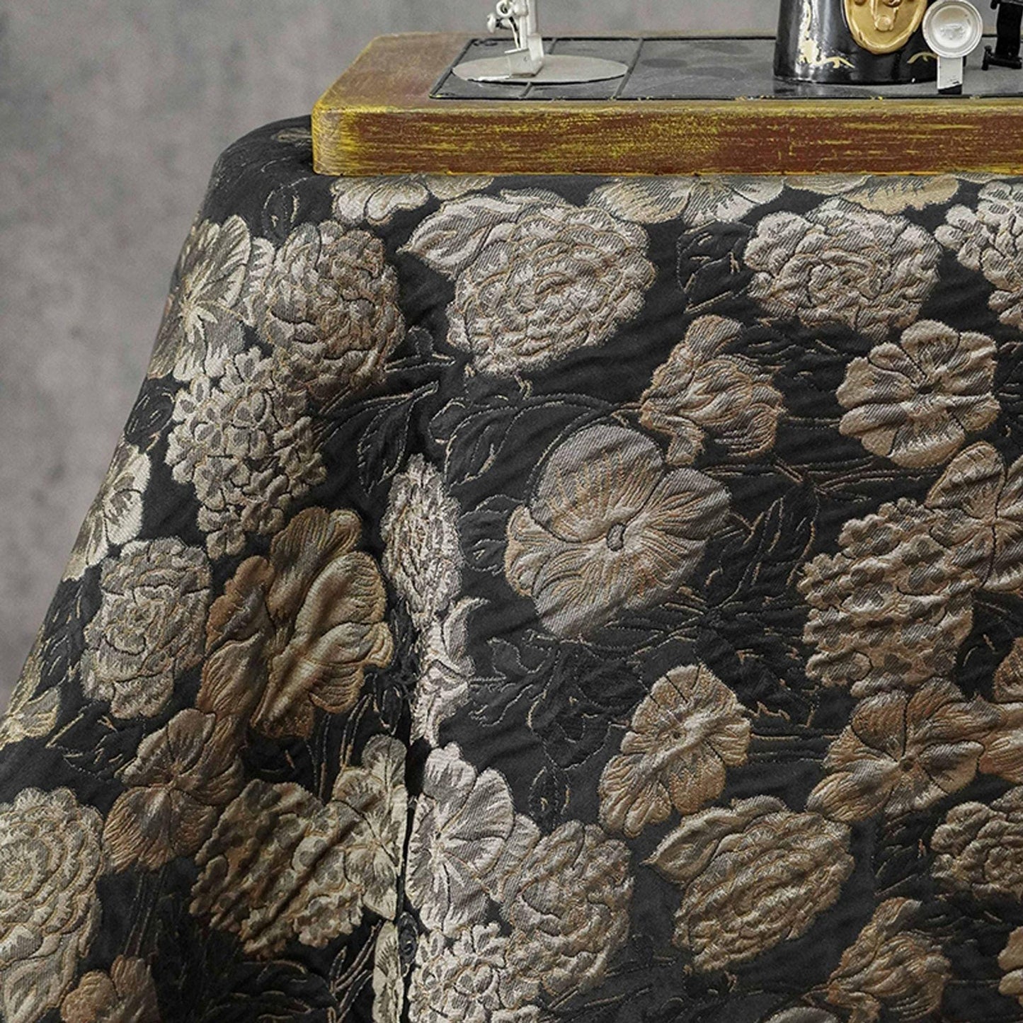 Embossed Floral Jacquard Fabric, Black Woven Brocade Upholstery Material for Bags, Cheongsam, Home Decor and Crafts, 63"Wide