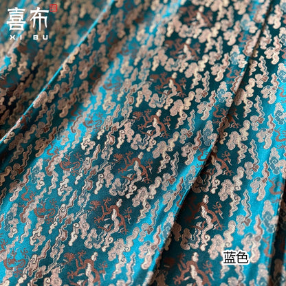 Chinese Dragon Fabric by Yard, Oriental Jacquard Brocade Satin, Luxury Woven Textile for Upholstery Bags Packaging Sewing, 29" Wide