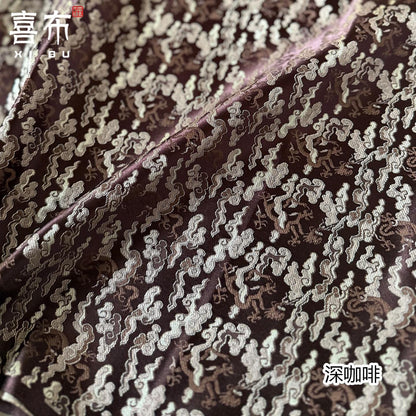 Chinese Dragon Fabric by Yard, Oriental Jacquard Brocade Satin, Luxury Woven Textile for Upholstery Bags Packaging Sewing, 29" Wide