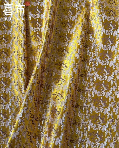 Chinese Dragon Fabric by Yard, Oriental Jacquard Brocade Satin, Luxury Woven Textile for Upholstery Bags Packaging Sewing, 29" Wide