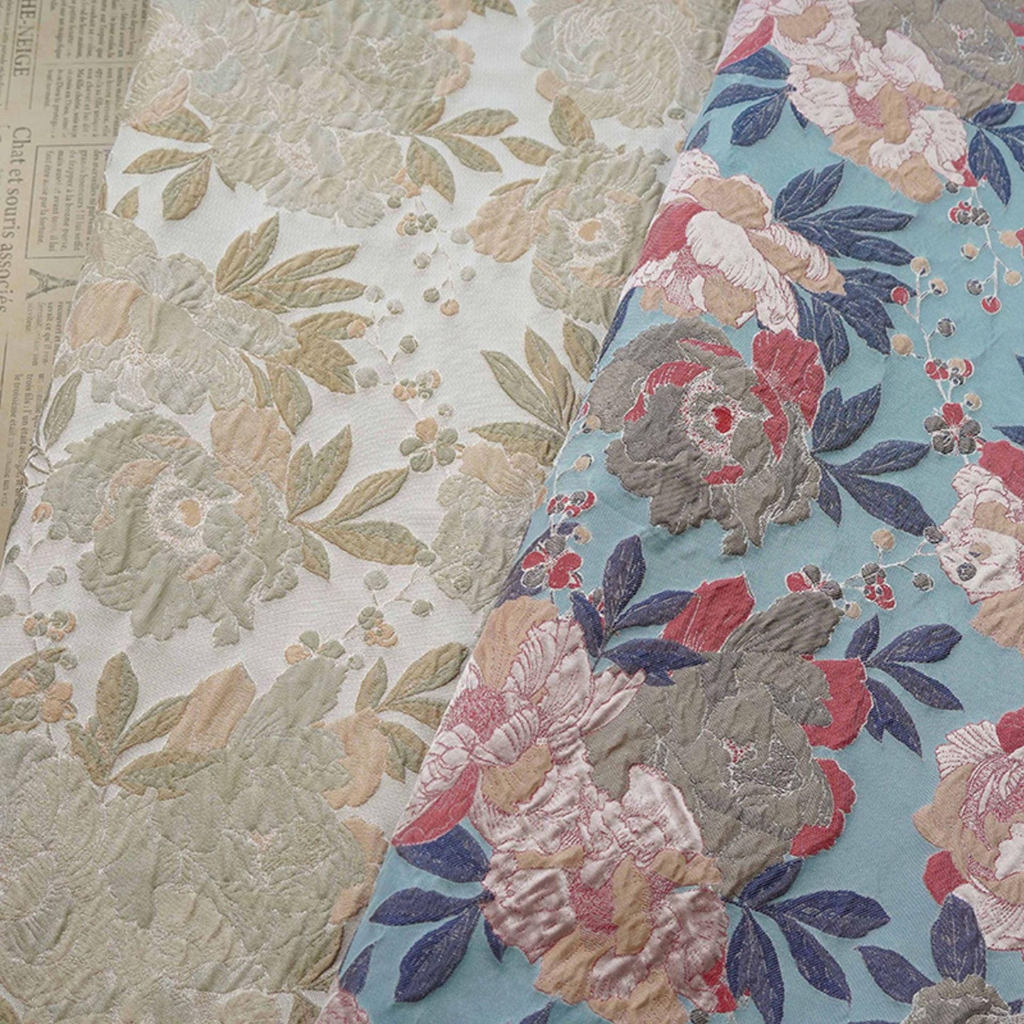 Tonal Jacquard Fabric by the yard| Subtle Damask Weave | Self Pattern | Home Decor Upholstery Dress Lining, 55" Wide
