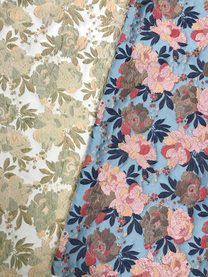 Tonal Jacquard Fabric by the yard| Subtle Damask Weave | Self Pattern | Home Decor Upholstery Dress Lining, 55" Wide