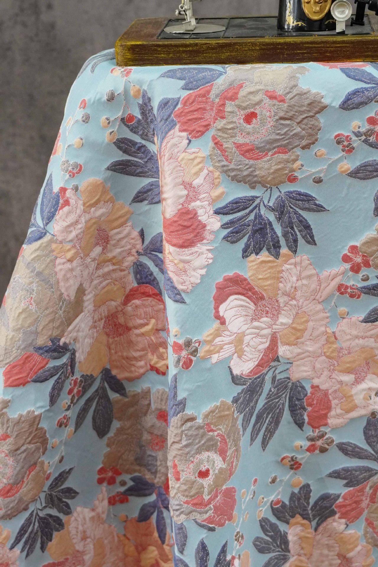 Tonal Jacquard Fabric by the yard| Subtle Damask Weave | Self Pattern | Home Decor Upholstery Dress Lining, 55" Wide