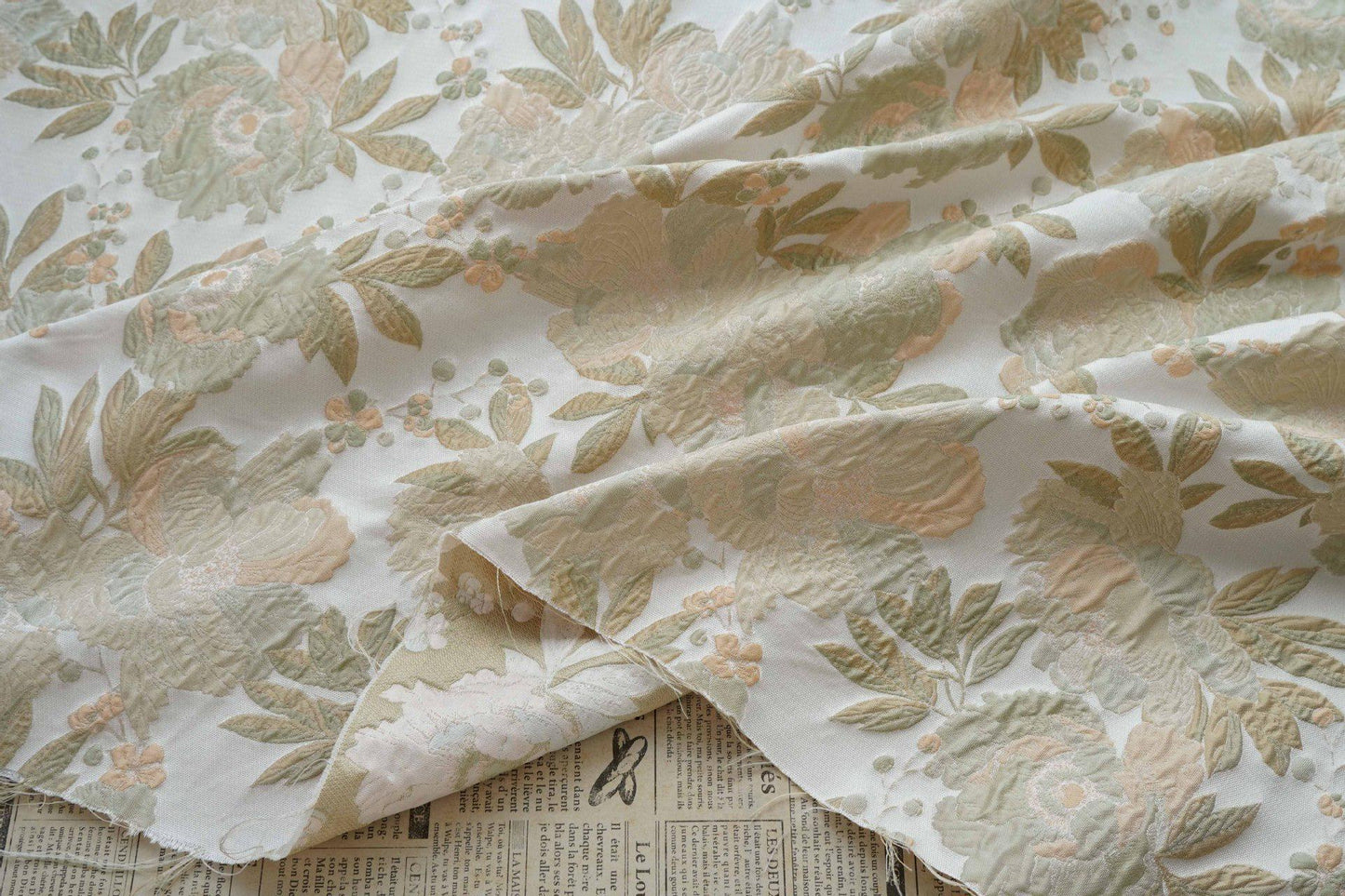 Tonal Jacquard Fabric by the yard| Subtle Damask Weave | Self Pattern | Home Decor Upholstery Dress Lining, 55" Wide