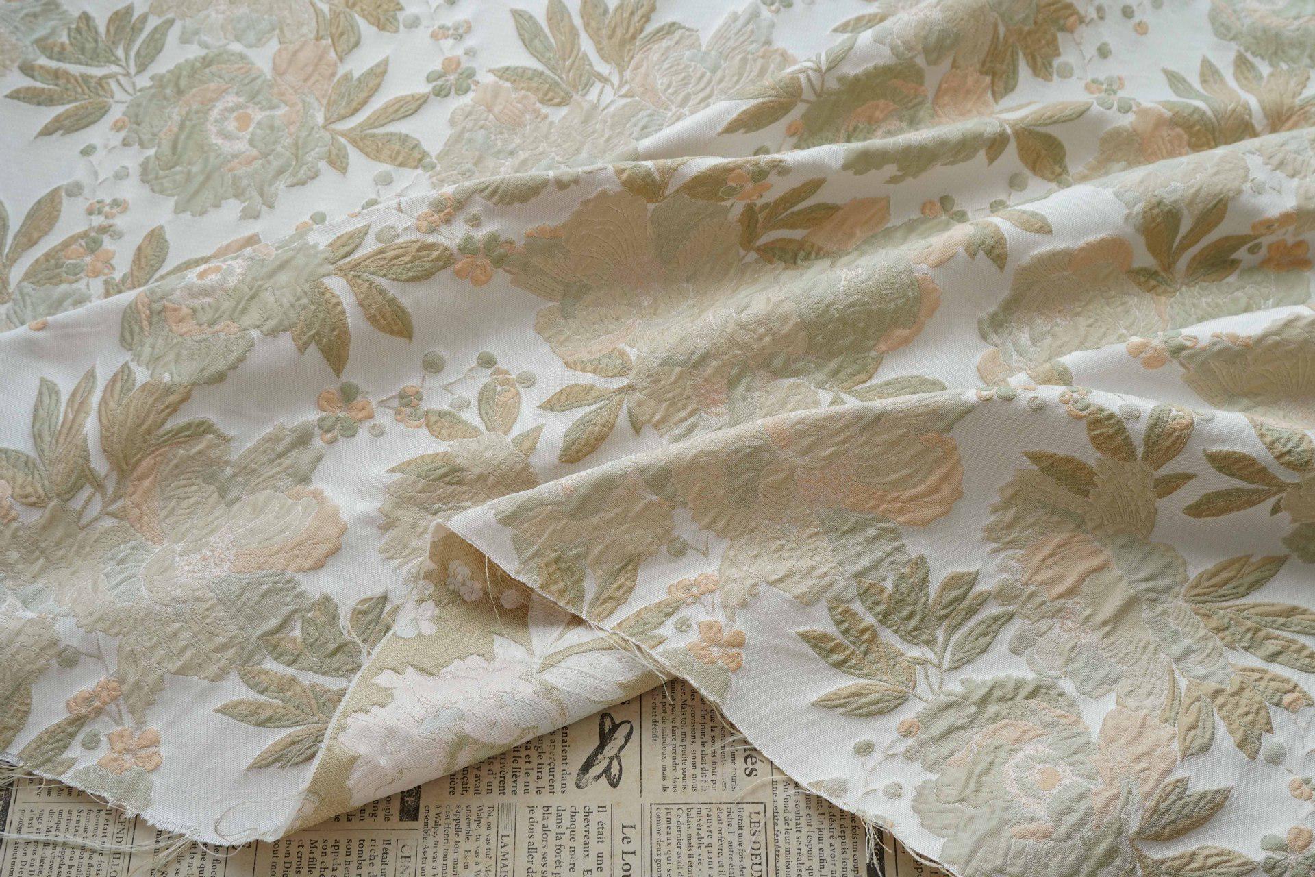 Tonal Jacquard Fabric by the yard| Subtle Damask Weave | Self Pattern | Home Decor Upholstery Dress Lining, 55" Wide