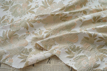 Tonal Jacquard Fabric by the yard| Subtle Damask Weave | Self Pattern | Home Decor Upholstery Dress Lining, 55" Wide