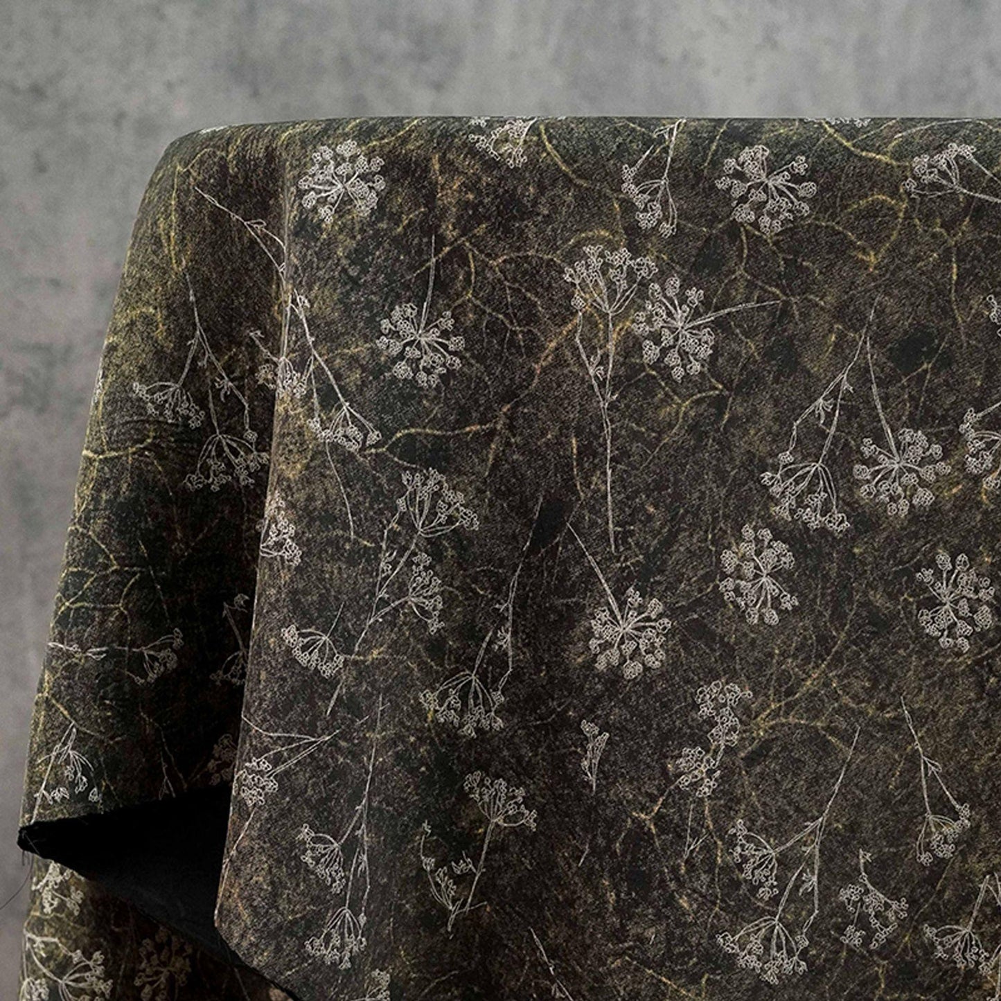 Gold Metallic Floral Fabric by Yard, Vine Print Acetate Satin Textile, Elegant Shiny Fabric for Dress Curtains Crafts, 59"