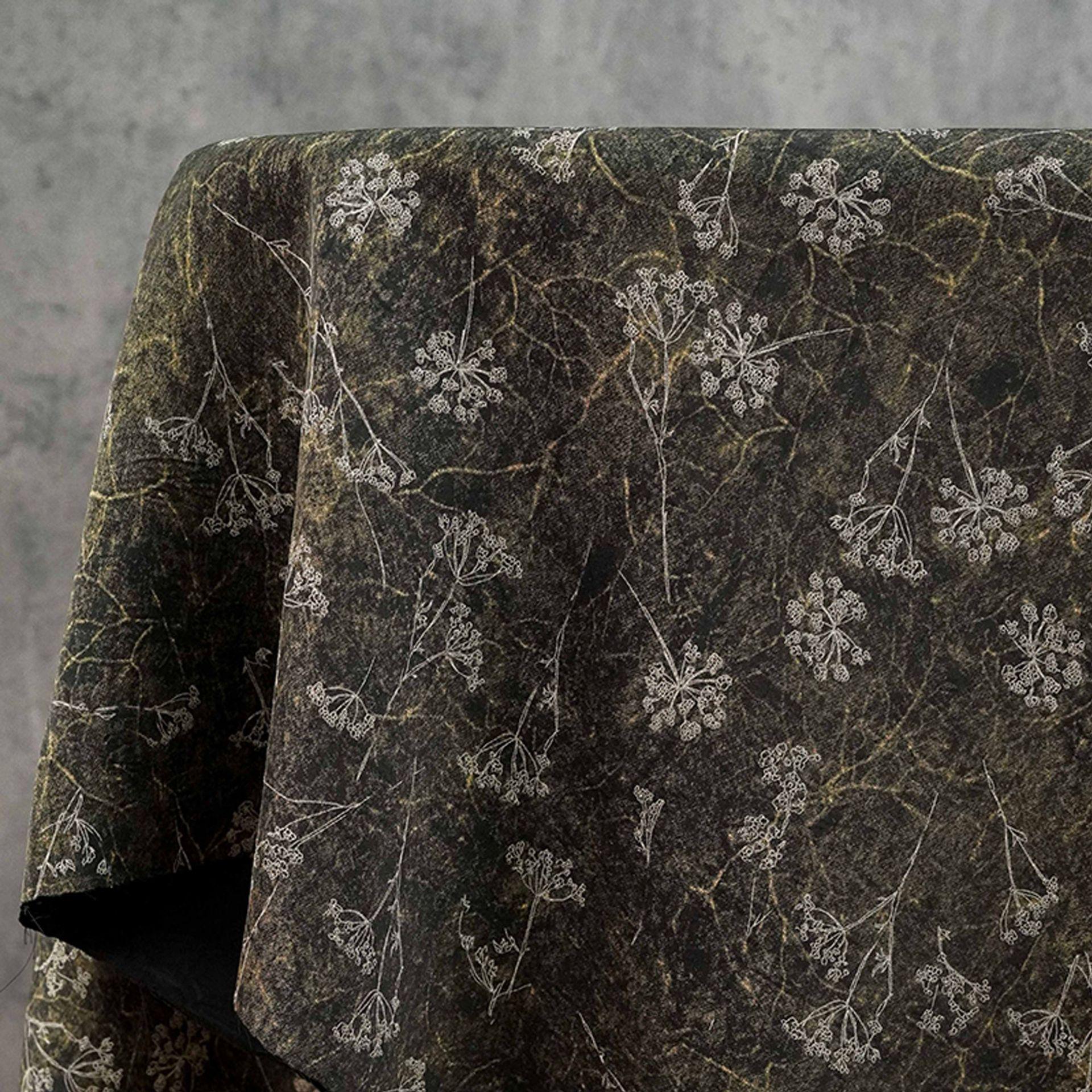 Gold Metallic Floral Fabric by Yard, Vine Print Acetate Satin Textile, Elegant Shiny Fabric for Dress Curtains Crafts, 59"