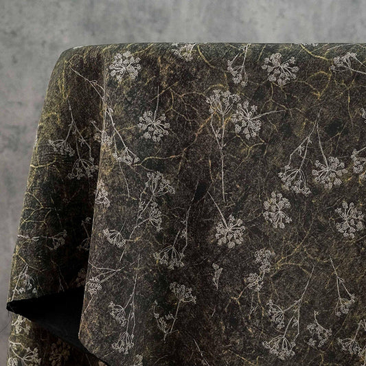 Gold Metallic Floral Fabric by Yard, Vine Print Acetate Satin Textile, Elegant Shiny Fabric for Dress Curtains Crafts, 59"