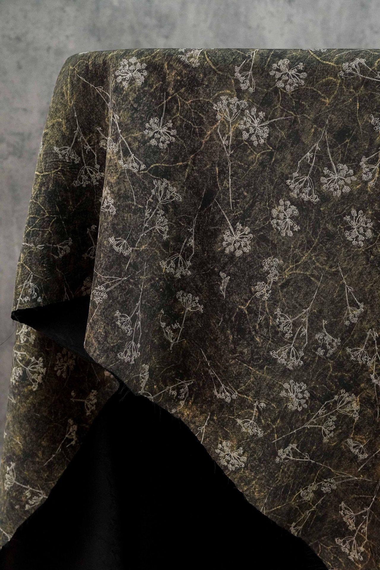 Gold Metallic Floral Fabric by Yard, Vine Print Acetate Satin Textile, Elegant Shiny Fabric for Dress Curtains Crafts, 59"