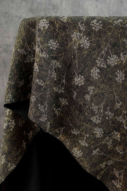 Gold Metallic Floral Fabric by Yard, Vine Print Acetate Satin Textile, Elegant Shiny Fabric for Dress Curtains Crafts, 59"