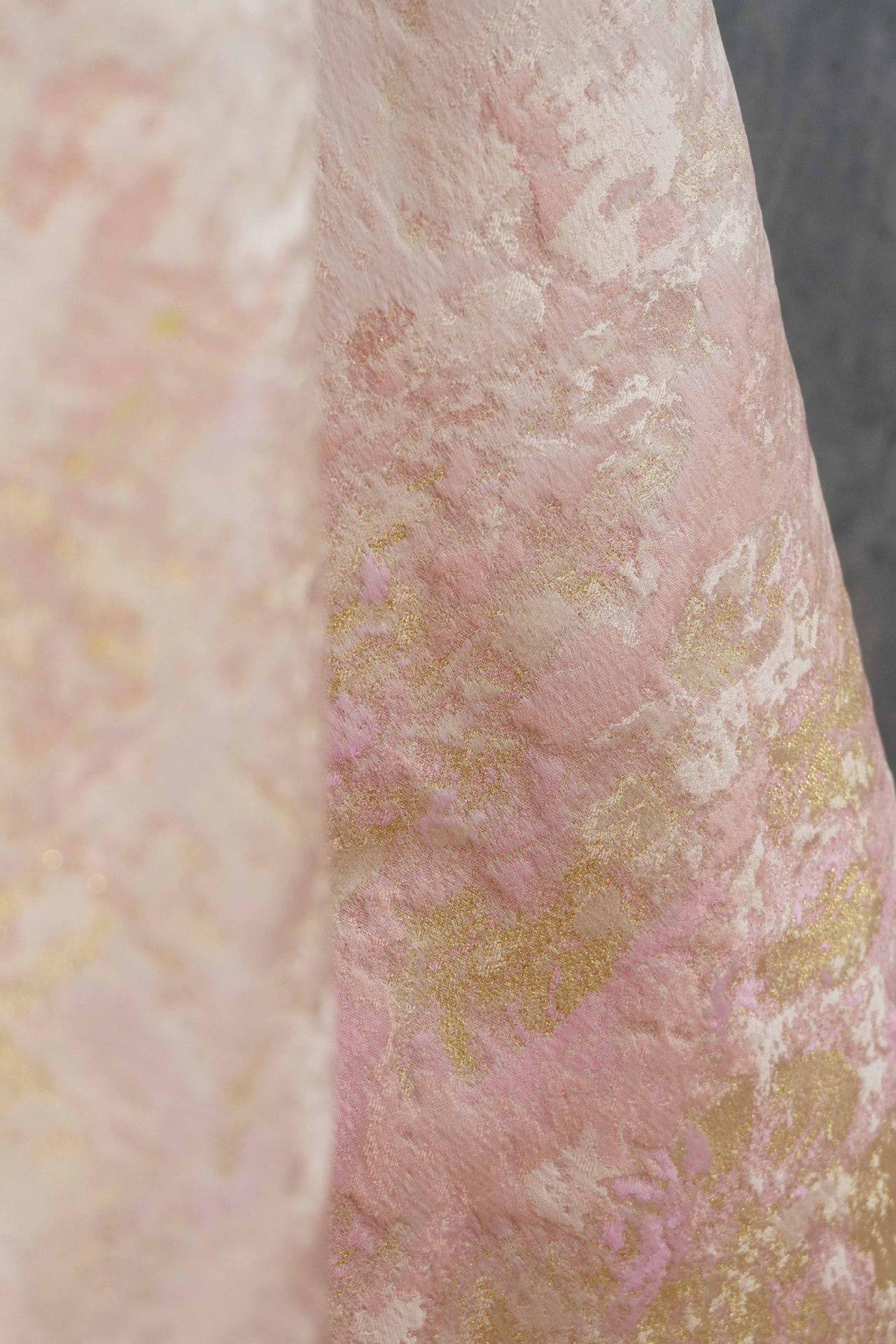 Gold Metallic Abstract Fabric by Yard, Artistic Marble Jacquard Textile, Luxury Dress Upholstery Sewing Fabric, 63"Wide