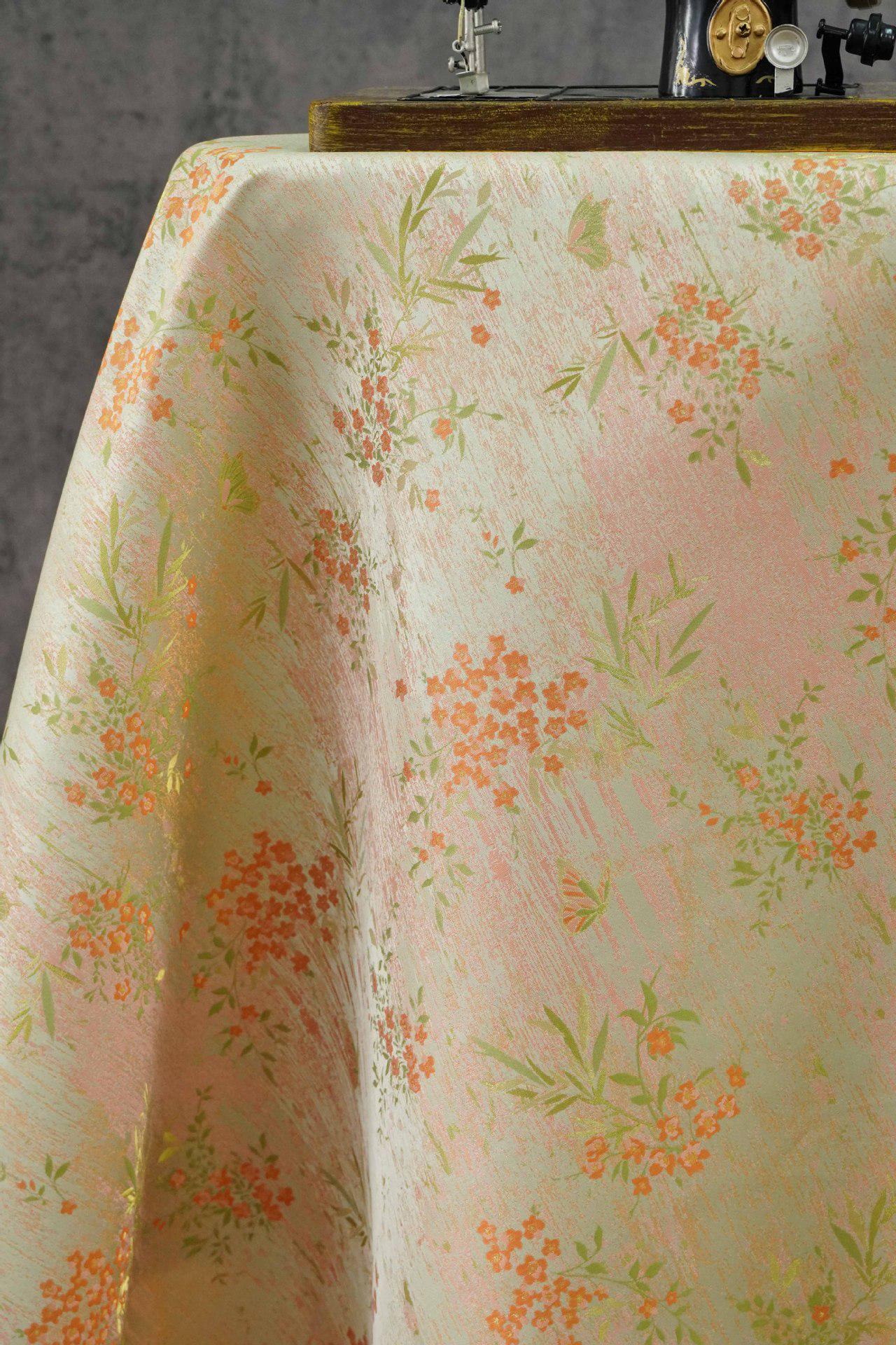Butterfly Floral Brocade Fabric by Yard, Vintage Jacquard Dress Fabric, Decorative Textile for Bags Jewelry Box Crafts, 65"Wide