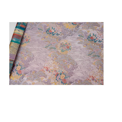 Japanese Floral Brocade Fabric by Yard, Colorful Kimono Jacquard Satin, Gold Metallic Fabric for Dress Obi Crafts, 59"Wide