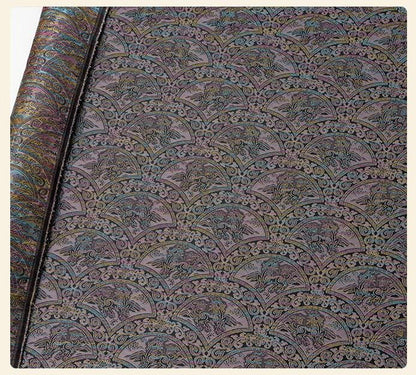 Chinese Qilin Fabric by Yard, Purple Gold Brocade Satin, Oriental Mythical Jacquard Fabric for Dress Decor Crafts, 59"Wide