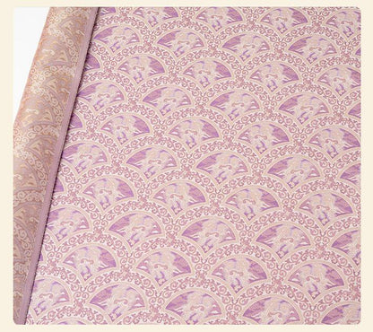 Chinese Qilin Fabric by Yard, Purple Gold Brocade Satin, Oriental Mythical Jacquard Fabric for Dress Decor Crafts, 59"Wide