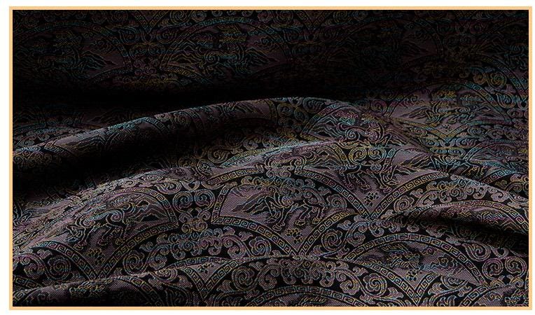 Chinese Qilin Fabric by Yard, Purple Gold Brocade Satin, Oriental Mythical Jacquard Fabric for Dress Decor Crafts, 59"Wide