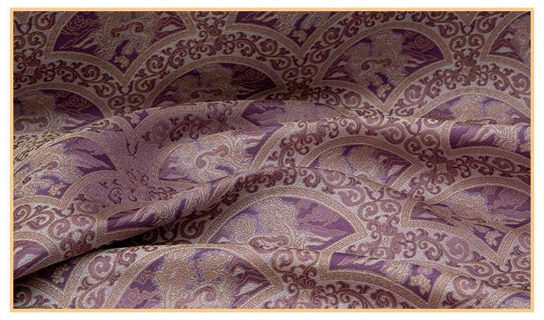 Chinese Qilin Fabric by Yard, Purple Gold Brocade Satin, Oriental Mythical Jacquard Fabric for Dress Decor Crafts, 59"Wide