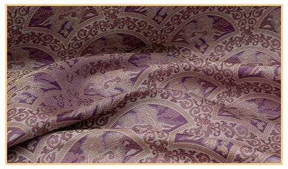 Chinese Qilin Fabric by Yard, Purple Gold Brocade Satin, Oriental Mythical Jacquard Fabric for Dress Decor Crafts, 59"Wide