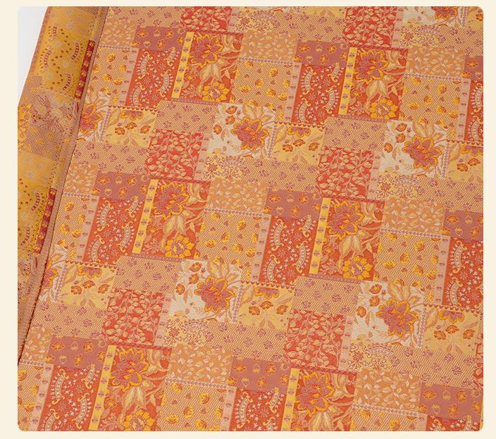 Oriental Floral Quilting Fabric by Yard, Chinese Style Rayon Gauze Textile for Patchwork Bags Crafts Decor, 59"Wide