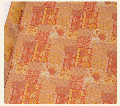 Oriental Floral Quilting Fabric by Yard, Chinese Style Rayon Gauze Textile for Patchwork Bags Crafts Decor, 59"Wide
