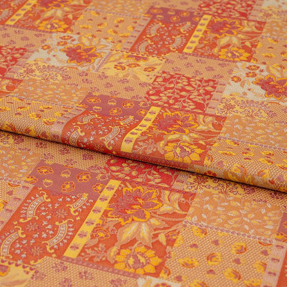 Oriental Floral Quilting Fabric by Yard, Chinese Style Rayon Gauze Textile for Patchwork Bags Crafts Decor, 59"Wide