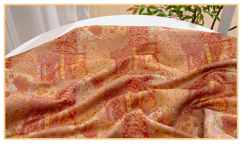 Oriental Floral Quilting Fabric by Yard, Chinese Style Rayon Gauze Textile for Patchwork Bags Crafts Decor, 59"Wide