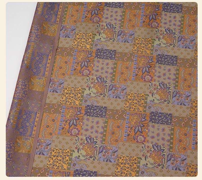 Oriental Floral Quilting Fabric by Yard, Chinese Style Rayon Gauze Textile for Patchwork Bags Crafts Decor, 59"Wide