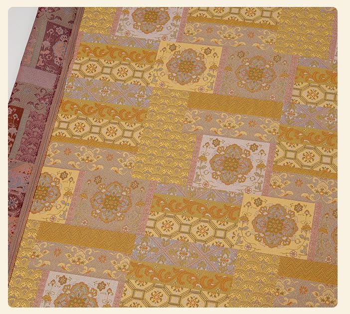 Oriental Floral Quilting Fabric by Yard, Chinese Style Rayon Gauze Textile for Patchwork Bags Crafts Home Decor, 59"Wide
