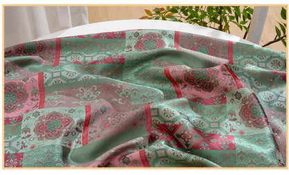 Oriental Floral Quilting Fabric by Yard, Chinese Style Rayon Gauze Textile for Patchwork Bags Crafts Home Decor, 59"Wide
