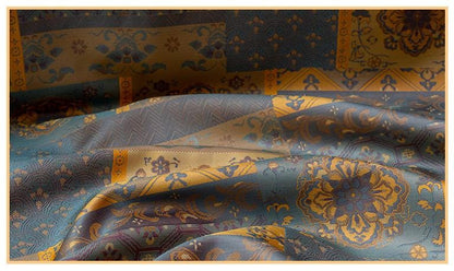 Oriental Floral Quilting Fabric by Yard, Chinese Style Rayon Gauze Textile for Patchwork Bags Crafts Home Decor, 59"Wide
