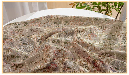 Oriental Patchwork Fabric by Yard, Chinese Style Rayon Gauze Textile for Quilting Bags Crafts Home Decor, 59"Wide