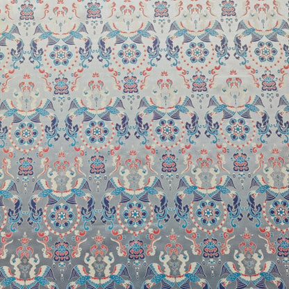 Chinese Brocade Fabric by Yard, Sky Blue Floral Jacquard Satin, Oriental Chinoiserie Fabric for Dress Curtains Crafts, 59"Wide