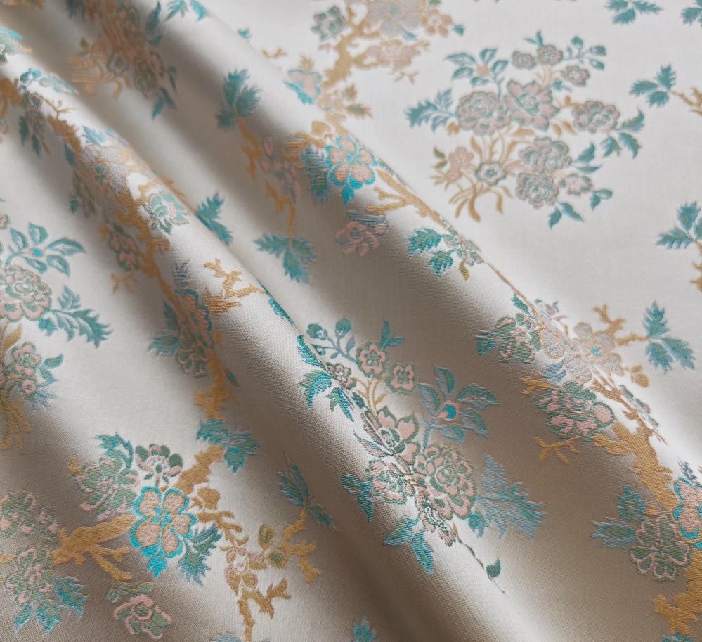 Chinese Brocade Fabric by Yard, Oriental Yunjin Jacquard Satin for Dress Upholstery Curtains Crafts, 59"Wide