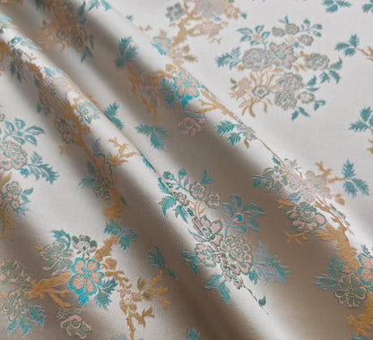 Chinese Brocade Fabric by Yard, Oriental Yunjin Jacquard Satin for Dress Upholstery Curtains Crafts, 59"Wide