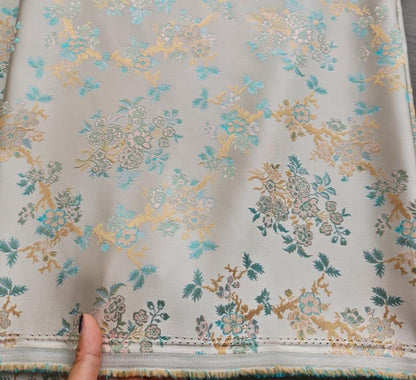 Chinese Brocade Fabric by Yard, Oriental Yunjin Jacquard Satin for Dress Upholstery Curtains Crafts, 59"Wide