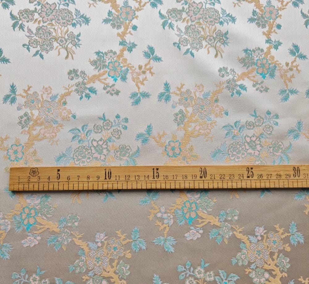 Chinese Brocade Fabric by Yard, Oriental Yunjin Jacquard Satin for Dress Upholstery Curtains Crafts, 59"Wide