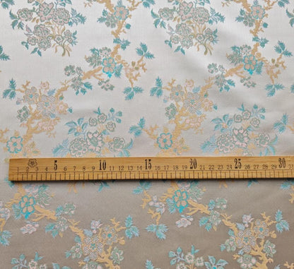 Chinese Brocade Fabric by Yard, Oriental Yunjin Jacquard Satin for Dress Upholstery Curtains Crafts, 59"Wide