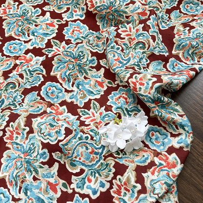 Cinnabar Blue Printed Cotton Fabric by Yard, Chinese Indigo Dye Textile, Vintage Oriental Cotton Fabric for Quilting Sewing Crafts, 59"Wide