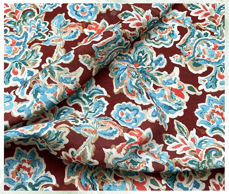 Cinnabar Blue Printed Cotton Fabric by Yard, Chinese Indigo Dye Textile, Vintage Oriental Cotton Fabric for Quilting Sewing Crafts, 59"Wide
