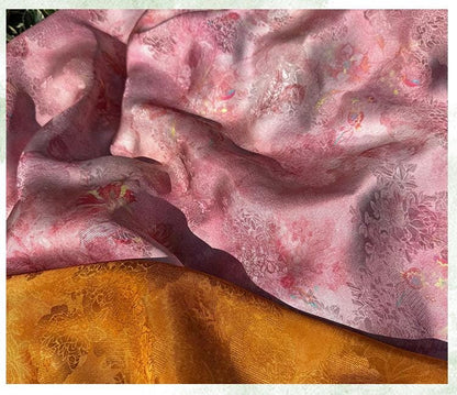 Luxury Peach Xiangyunsha Fabric, Soft Rayon Jacquard Textile with Elegant Drape for Cheongsam Couture Decor, 59"Wide
