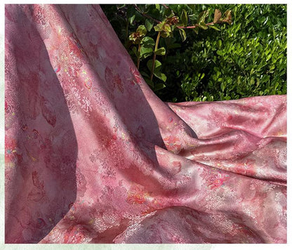 Luxury Peach Xiangyunsha Fabric, Soft Rayon Jacquard Textile with Elegant Drape for Cheongsam Couture Decor, 59"Wide