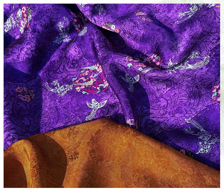 Purple Phoenix Xiangyunsha Fabric by Yard, Soft Draped Jacquard Rayon Textile, Chinese Oriental Fabric for Hanfu Dress Sewing, 59"Wide