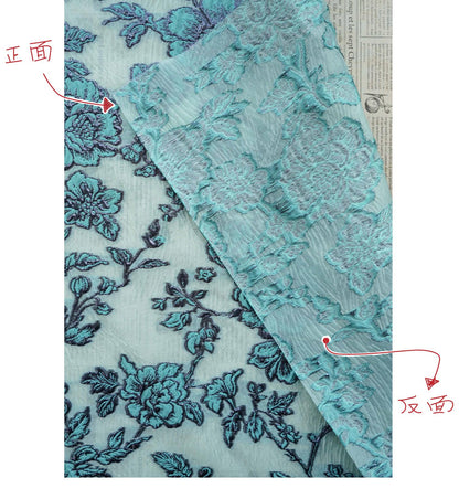 Embossed Peony Metallic Jacquard Fabric, Vintage Floral Brocade Upholstery Material, Luxury Decorative Fabric for Curtains, Sofa, Home Decor