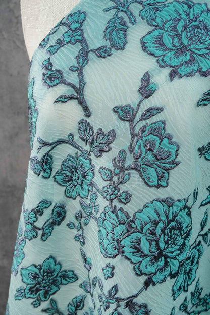 Embossed Peony Metallic Jacquard Fabric, Vintage Floral Brocade Upholstery Material, Luxury Decorative Fabric for Curtains, Sofa, Home Decor