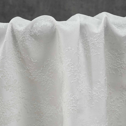 White Embossed Floral Jacquard Fabric, 3D Textured Ivory Brocade Material, Luxury Wedding Dress, Curtain & Home Decor Fabric