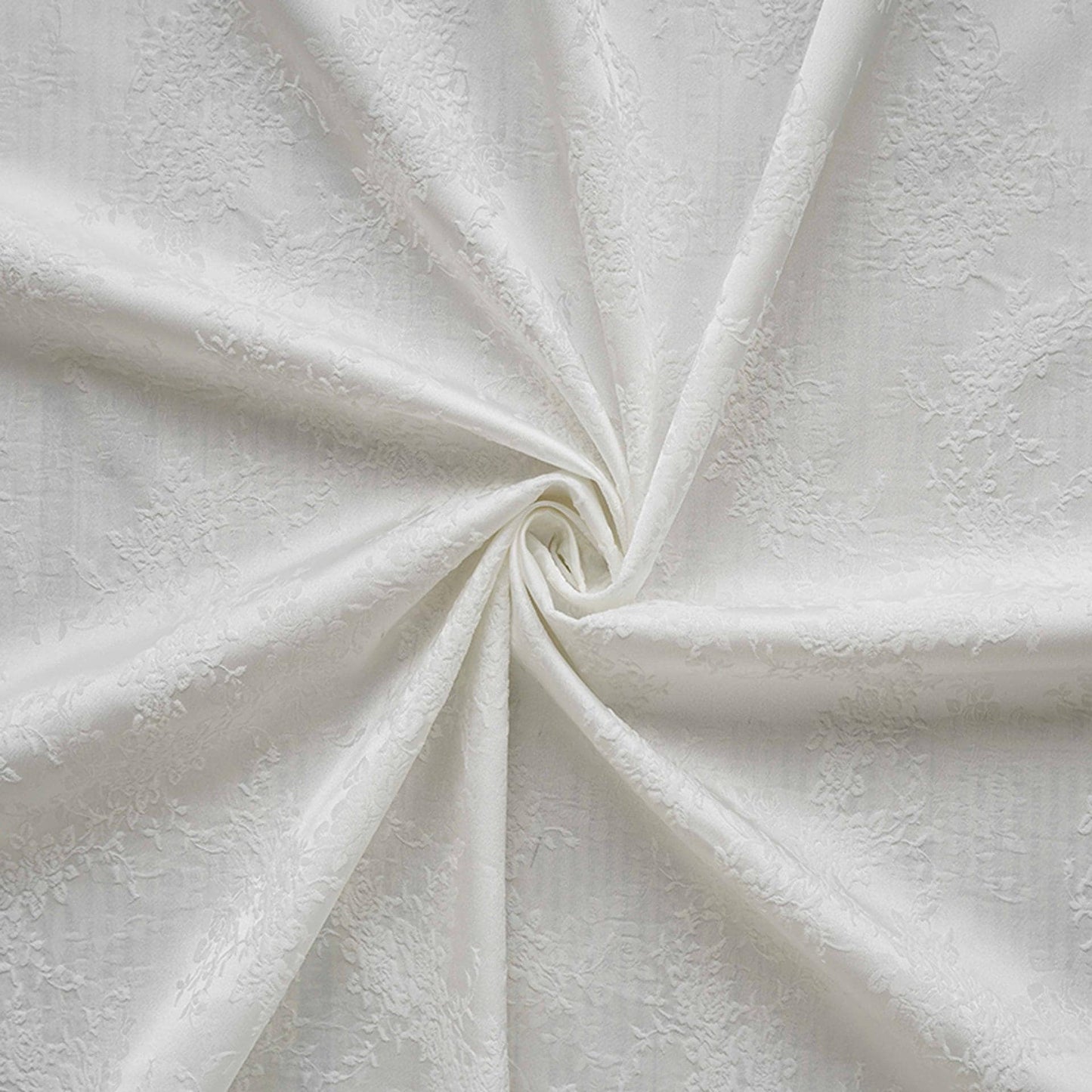 White Embossed Floral Jacquard Fabric, 3D Textured Ivory Brocade Material, Luxury Wedding Dress, Curtain & Home Decor Fabric