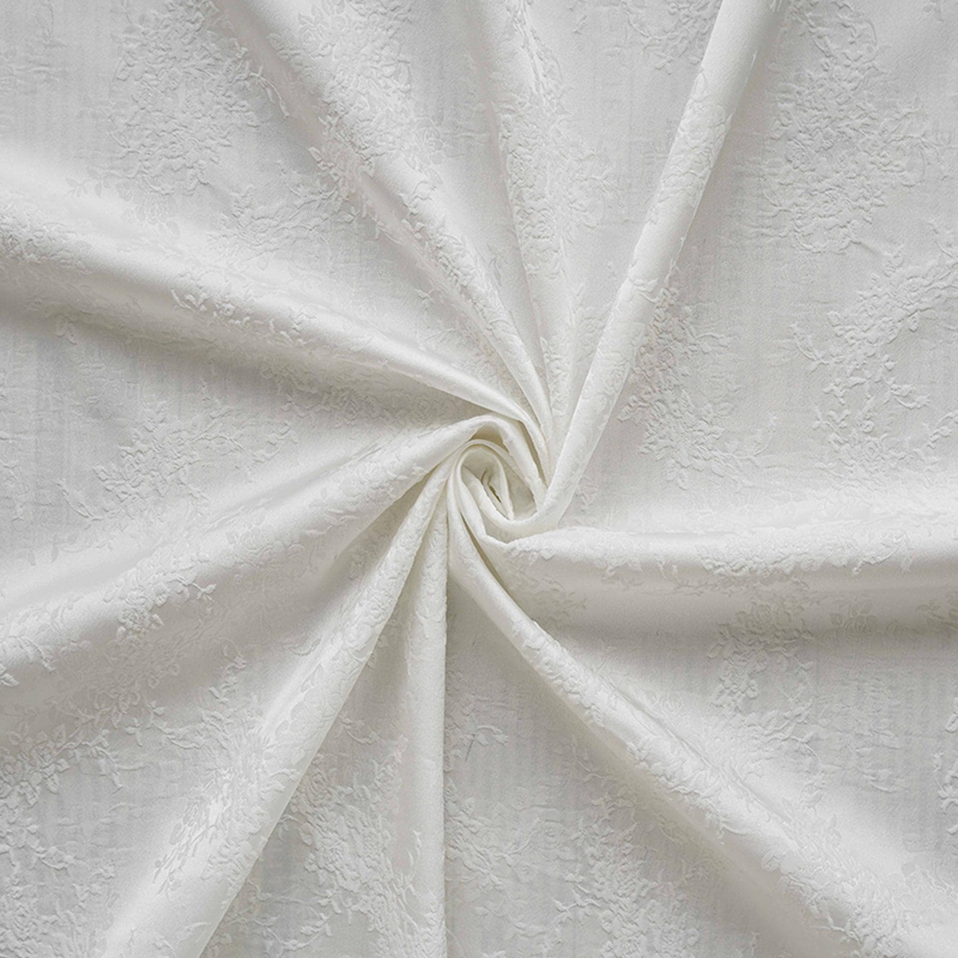 White Embossed Floral Jacquard Fabric, 3D Textured Ivory Brocade Material, Luxury Wedding Dress, Curtain & Home Decor Fabric