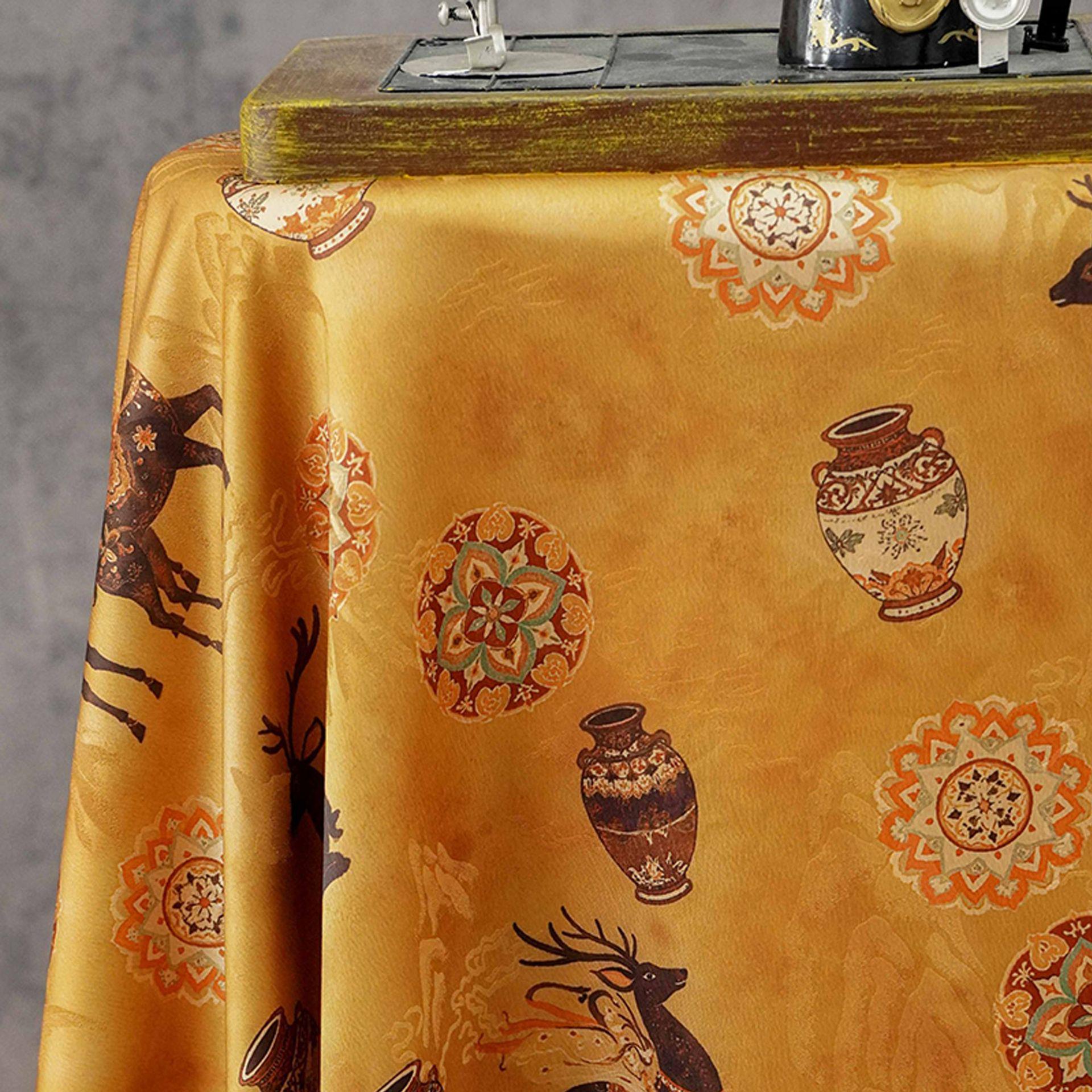 Chinese Blessing Deer Jacquard Fabric, Luxury Brocade Upholstery Textile, Traditional Fulu Deer Pattern Fabric, 59" Wide By The Yard, 59"W