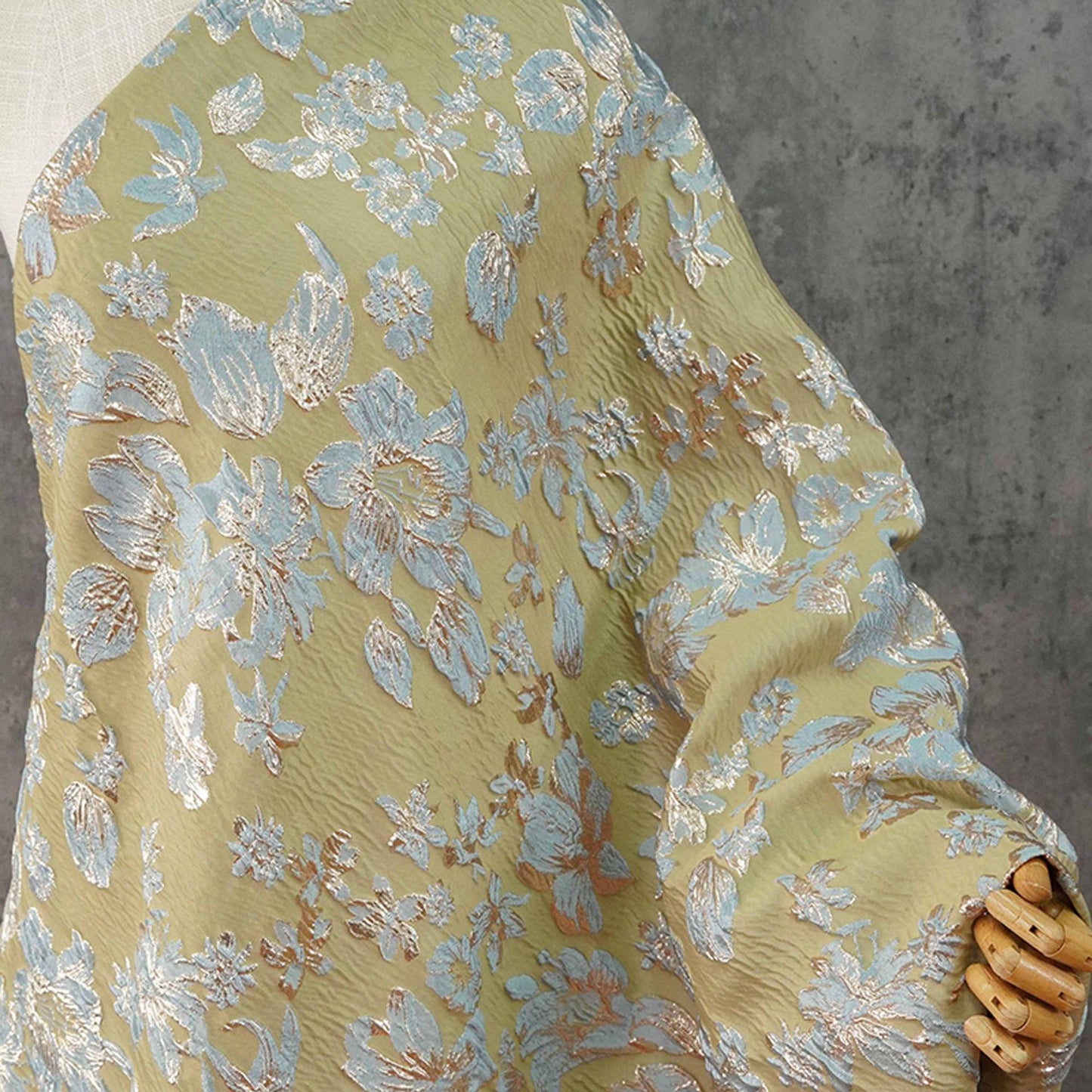 Embossed Floral Metallic Jacquard Fabric by Yard, Vintage Gold Thread Brocade Textile, Luxury Fabric for Dresses Decor, 54"Wide